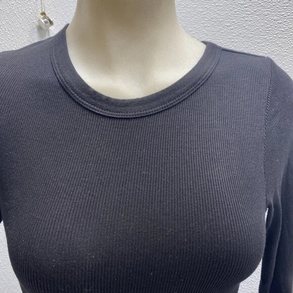 NEW ENZA COSTA Womens Soft Viscose Silk Ribbed Long Sleeve Shirt Size M Black - Picture 10 of 11